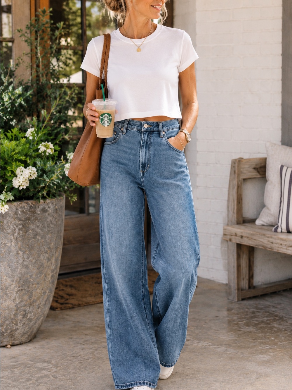 High-Rise Wide-Leg Blue Denim Jeans by Old Navy